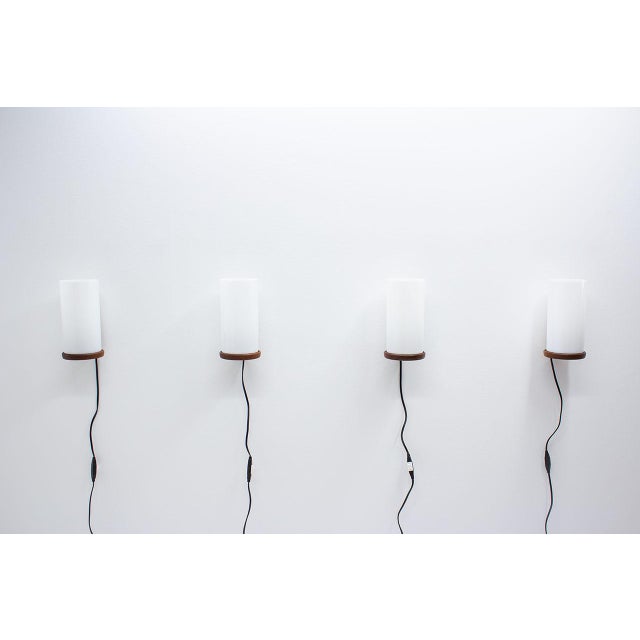 Mid-Century Modern Teak & Acrylic Sconces by Luxus, 1960s, Set of 4 For Sale - Image 3 of 12