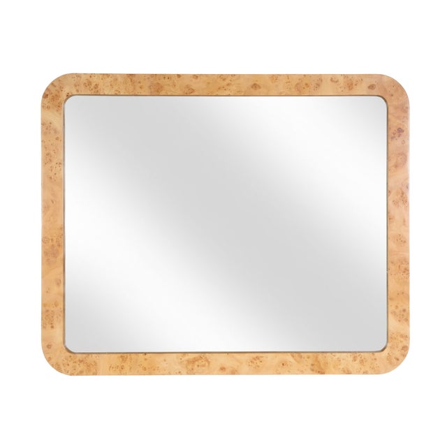 Wood Cora 44 in. W x 36 in. H Rectangular Mappa Burl Wall Mirror, Light Burl For Sale - Image 7 of 7