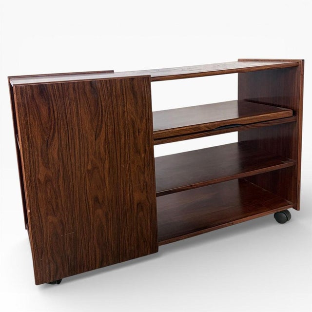 Vintage Danish Rosewood Media Unit with Sliding Shelf, 1960s For Sale - Image 6 of 8