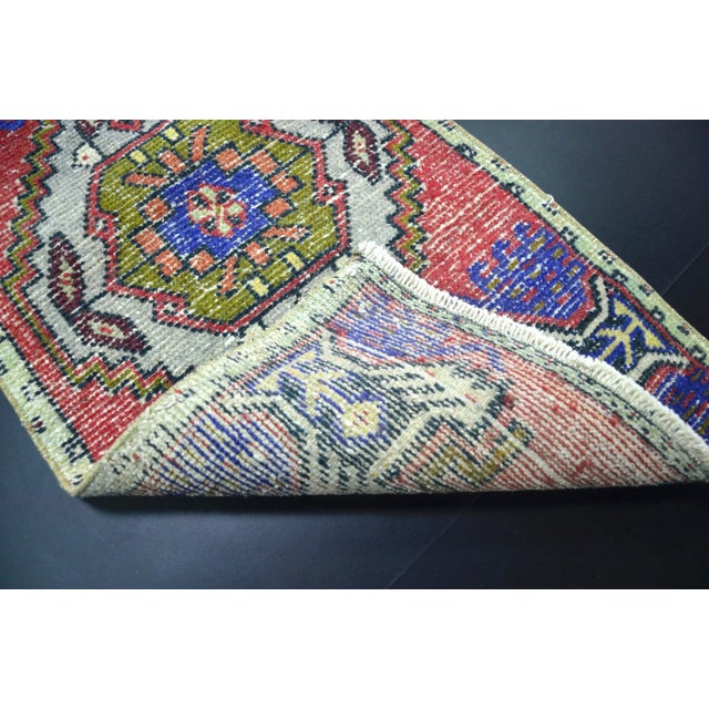 Handmade Turkish Red Small Rug For Sale - Image 4 of 6