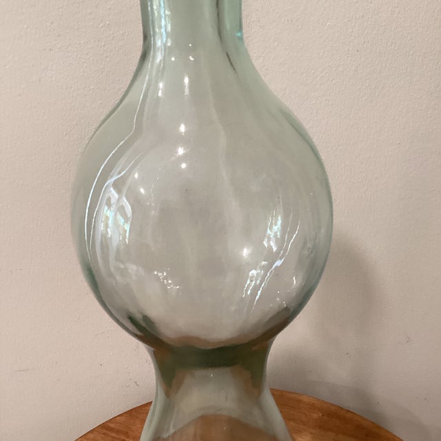 Vintage Large Blown Art Glass Green Bottle 3 Liter Sve Italy For Sale - Image 4 of 12