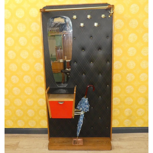 Sensationally beautiful piece with genuine vintage charm In great condition 1960s wall-mounted coat rack Back panel made...