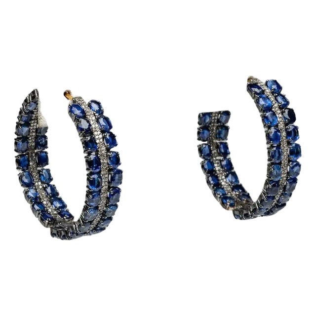 Kyanite and Diamond Inside Out Hoops For Sale