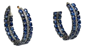 Kyanite and Diamond Inside Out Hoops