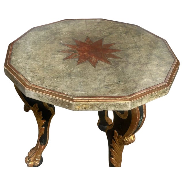 Wood Antique 18th C Hendrix Allardyce Italian Baroque Polychrome & Giltwood Side Table For Sale - Image 7 of 7