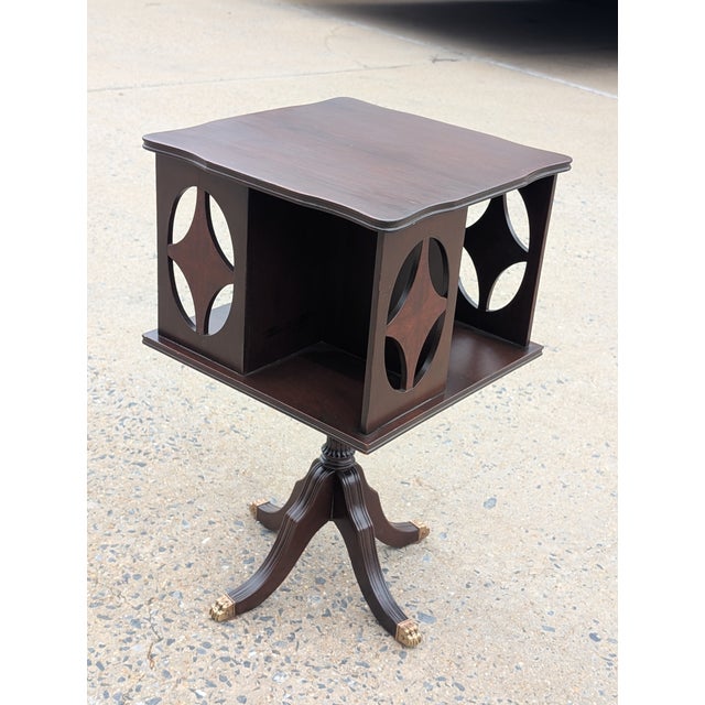 Antique Ferguson Brothers Mfg. Co. Rotating Parlor Chair Side Bookcase/Table For Sale - Image 11 of 13