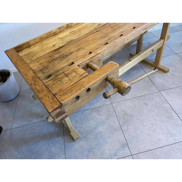 Wood Vintage Workbench in Pine For Sale - Image 7 of 18