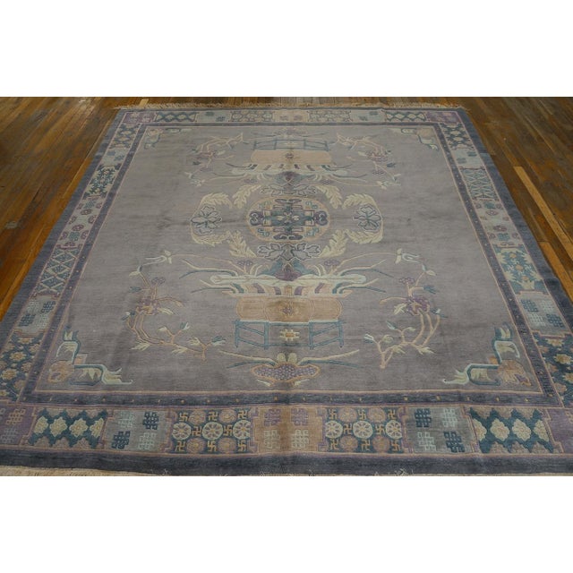 Antique Chinese Nepal rug, size: 8' 3'' x 8' 8''.