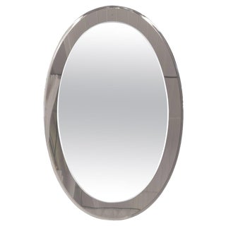 Oval Two-Tone Mirror by Antonio Lupi attributed to Cristal Luxor, 1960s For Sale