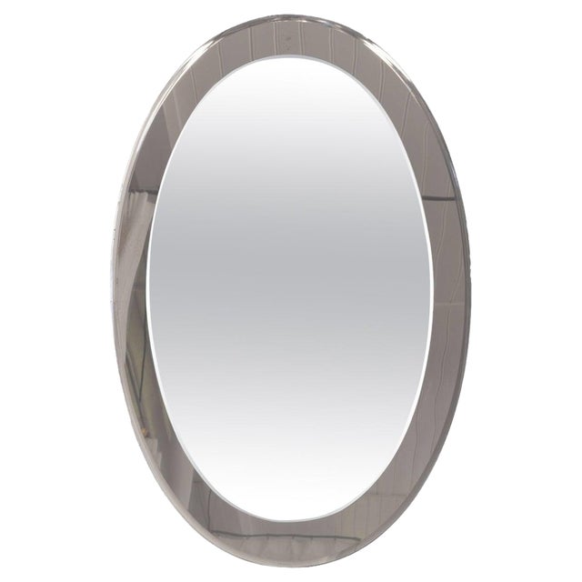 Oval Two-Tone Mirror by Antonio Lupi attributed to Cristal Luxor, 1960s For Sale