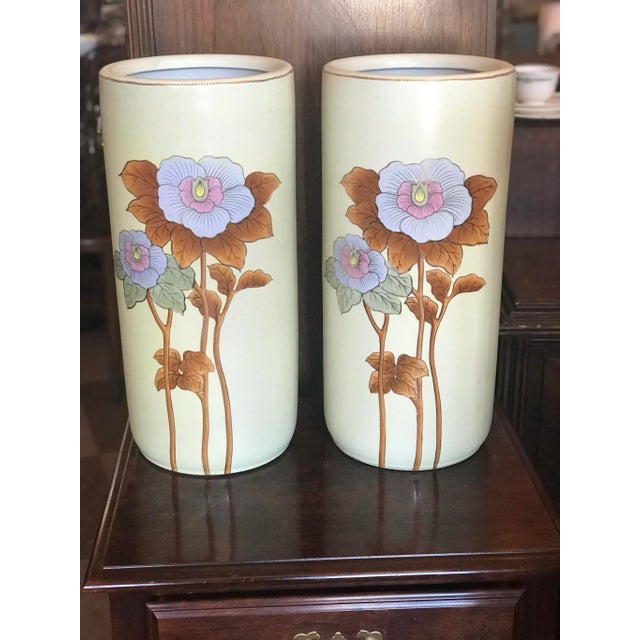Early 20th Century Nippon Floral Motif Vases - a Pair For Sale - Image 5 of 5