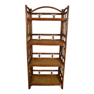 20th Century Boho Chic Scorched Bamboo Etagere For Sale