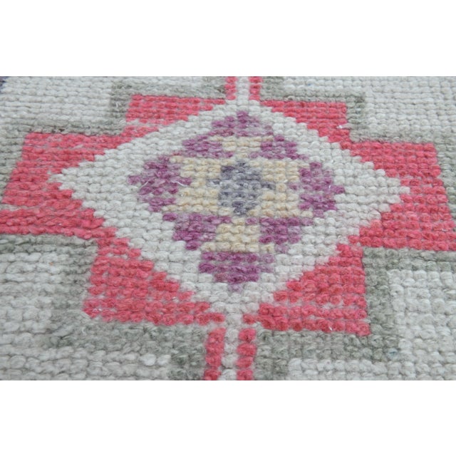 Vintage Turkish Oushak White Runner with Colorful Motifs For Sale - Image 10 of 11