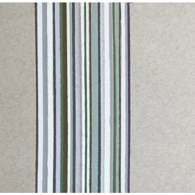 This drawing by Sarah Vaaler features color pencil lines on gray paper. The simple geometric layout makes a bold, colorful...