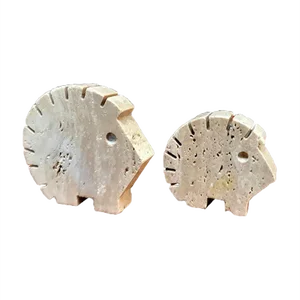 Italian Brutalist Travertine Hedgehog Figurines or Table Sculptures from Fratelli Mannelli, 1970s, Set of 2