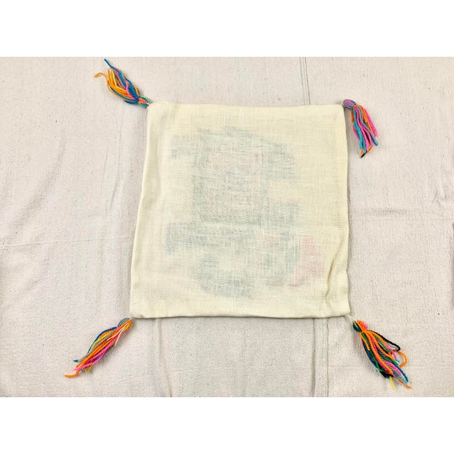 Vintage Handmade Crewel Embroidery Elephant Pillow Cover For Sale - Image 10 of 11