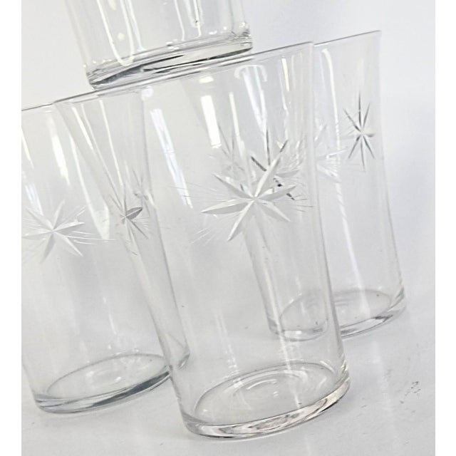 Transparent Early 20th Century Carved Starburst Tumblers- Set of Four For Sale - Image 8 of 10