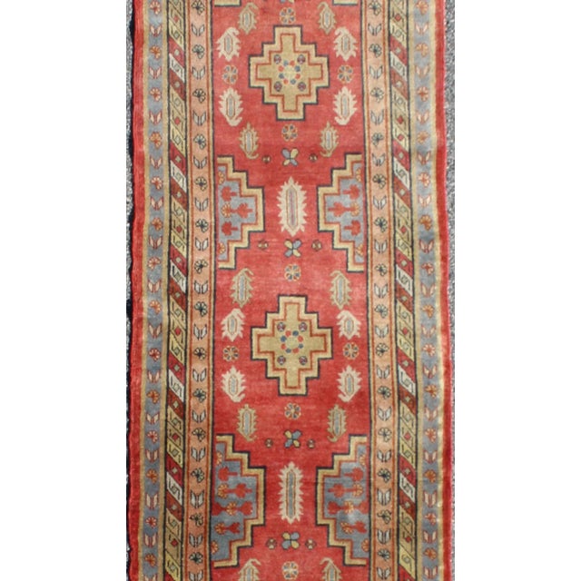 Islamic Antique Khotan Runner From Turkestan With Geometric Medallions in Red Background For Sale - Image 3 of 8
