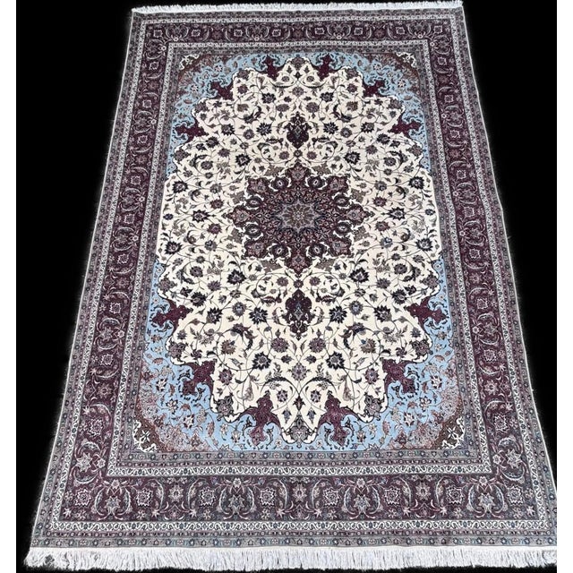 Vintage Tabriz with Silk Rug, 1980s For Sale - Image 6 of 6