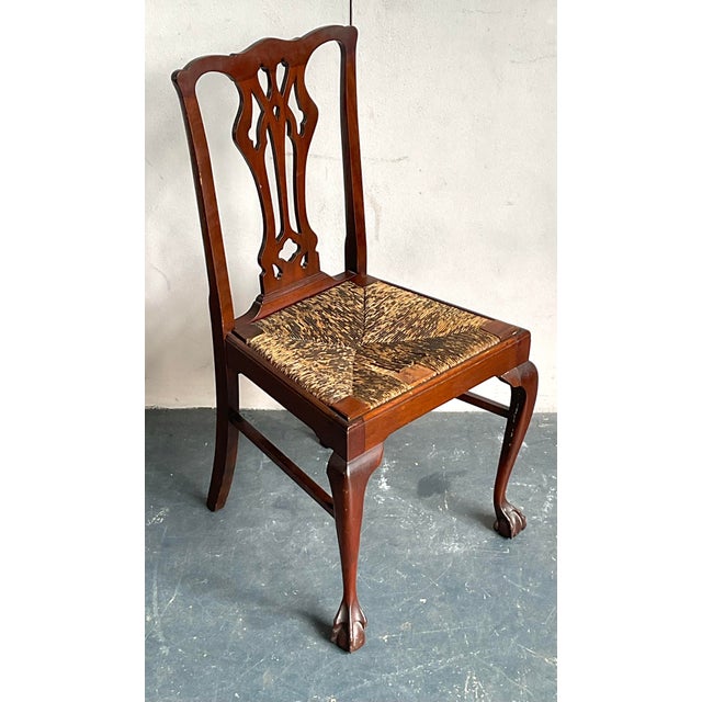 Step back in time with this elegant vintage side chair, a distinguished piece that captures the refined essence of Regency...