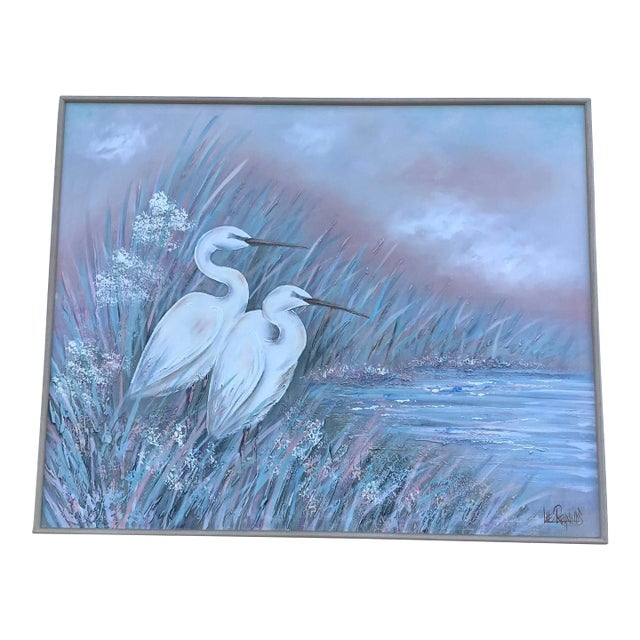Vintage Lee Reynolds Large Crane Painting For Sale