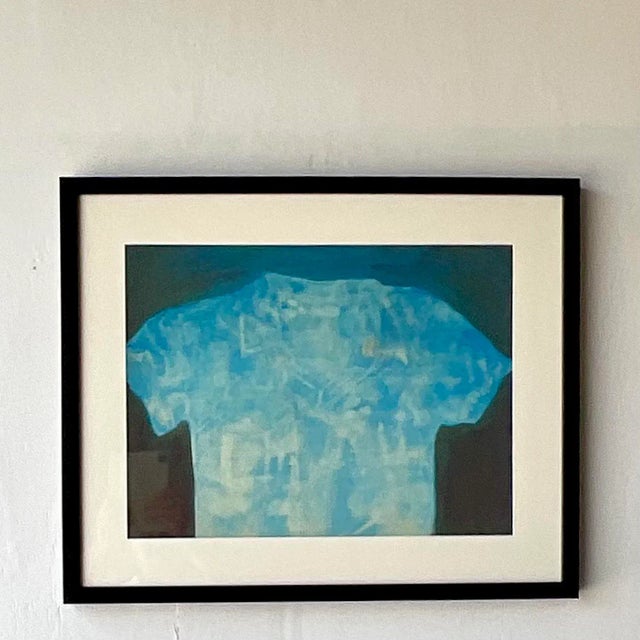Vintage Abstract Shirt Still Life Original Oil Crayon Painting on Paper For Sale - Image 4 of 10