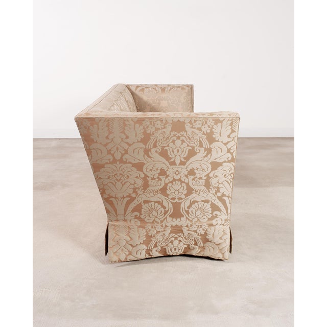 Donghia Shelter-Arm Sofa Fortuny Style Damask Champagne Fabric For Sale - Image 10 of 18