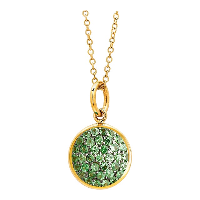 Syna Yellow Gold Charm Pendant with Tsavorite For Sale