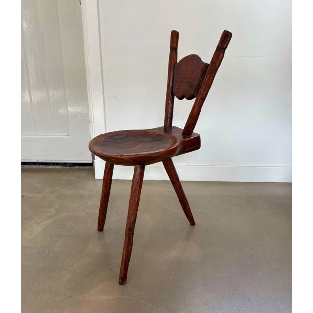 Antique Wooden Farmhouse Tripod Chair, 1900s For Sale - Image 6 of 11
