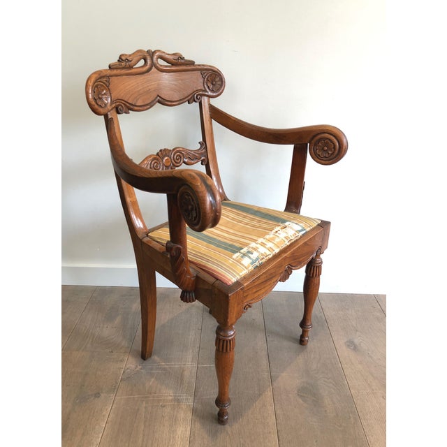 Early 19th Century English Regency period mahogany desk chair with swan neck decorations For Sale - Image 12 of 12