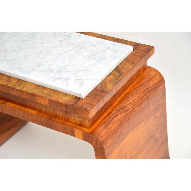 Art Deco Burr Walnut Marble Top Side Table, 1930 For Sale - Image 9 of 10