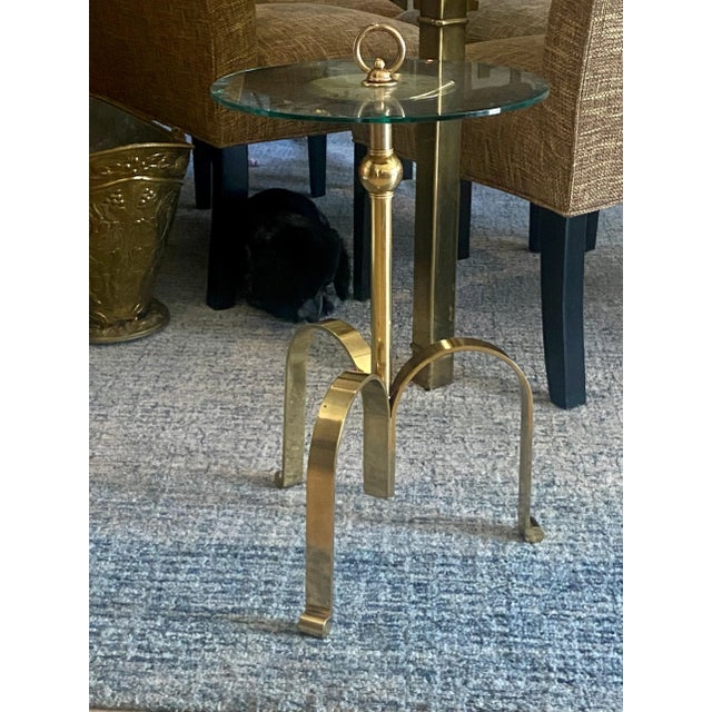 Italian Brass Round Tripod Side Table For Sale In Palm Springs - Image 6 of 13
