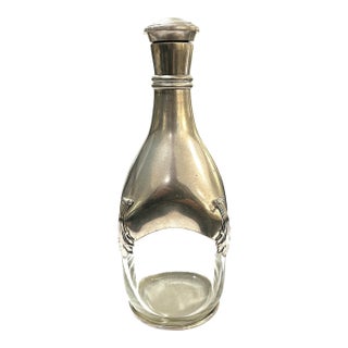 1960's Etains Du Manoir French Pewter and Crystal Decanter For Sale