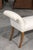 Mid-Century Modern Mid 20th Century English Midcentury Petite Upholstered Bench with Saber Legs and Scrolled Arms For Sale - Image 3 of 6