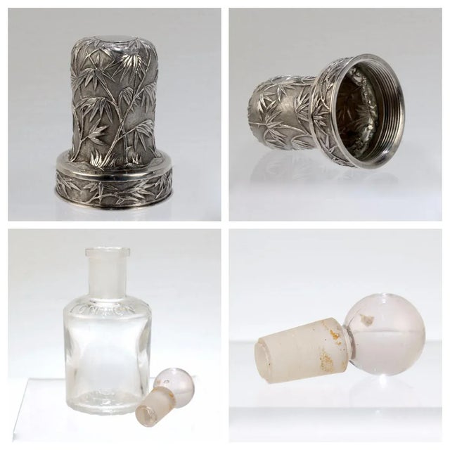 Metal Antique Wang Hing & Co. Chinese Export Silver Travel Dresser Bottle For Sale - Image 7 of 13