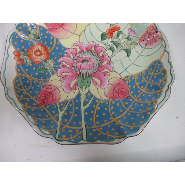 Chinoiserie Vintage 1970s Andrea by Sadek Asian Tobacco Leaf Plate For Sale - Image 3 of 6