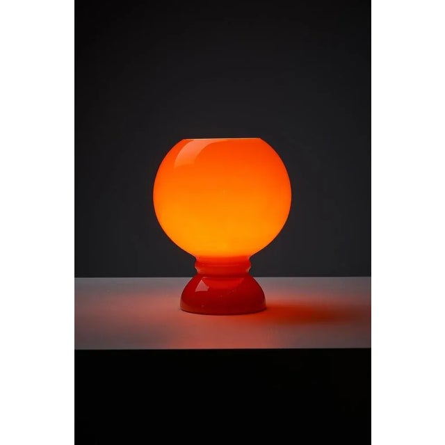 Space Age Orange Full Glass Table Lamp, 1970s For Sale - Image 4 of 8