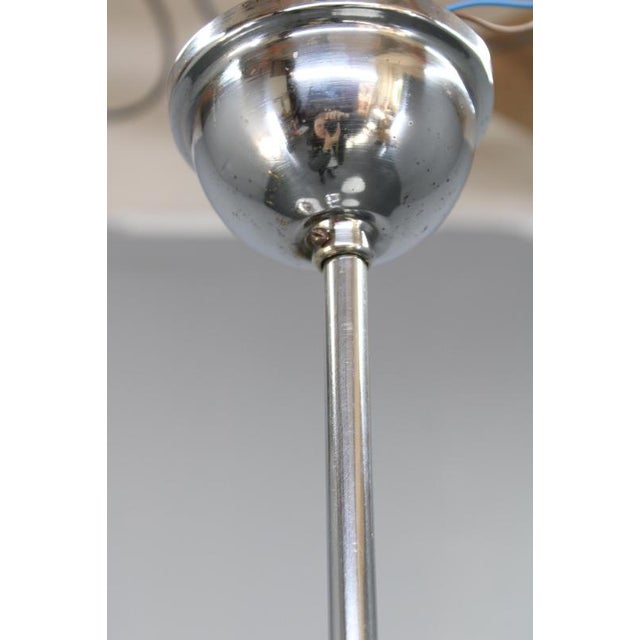 Vintage Art Deco Chrome Pendant Light with Opaline Glass, 1930s For Sale - Image 10 of 14