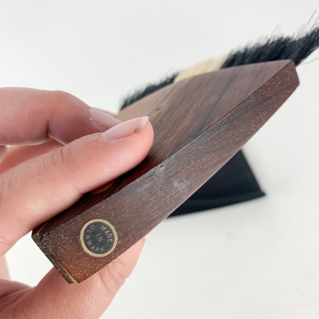 Vintage Mid Century Danish Laurids Lonborg Rosewood Acrylic Crumb Fish Brush For Sale - Image 9 of 11