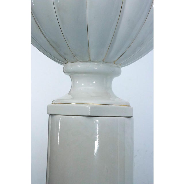 White Ceramic Vase with Gold Details and Column by Tommaso Barbi, Italy, 1970s For Sale - Image 15 of 18