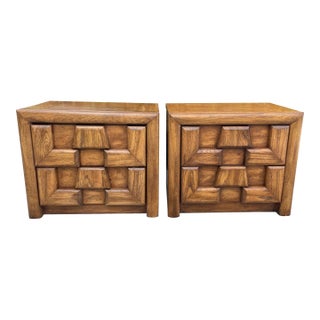 Pair of Brutalist Nightstands For Sale