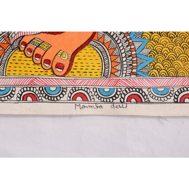 Contemporary Mamta Devi Signed Original Hand-Painted Lord Ganesha Madhubani Painting – National Award-Winning Artist For Sale - Image 3 of 4