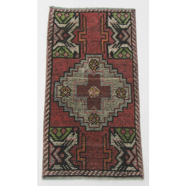 Vintage Mini Turkish Rug For Sale - Image 4 of 4