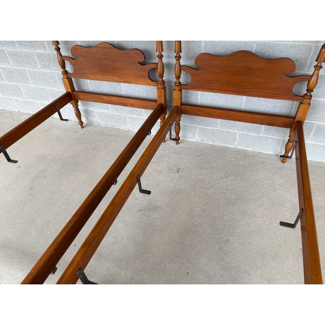 Eldred Wheeler Cannonball Style Twin Maple Poster Bed Frames - A Pair For Sale - Image 9 of 12