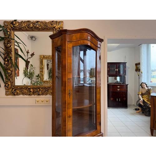 Wood Baroque Style Inlaid Walnut Display Cabinet For Sale - Image 7 of 11