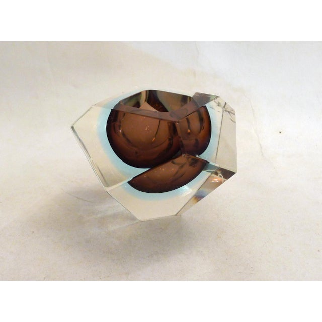 Tricolor Sommerso trinket dish/ashtray in Murano glass; made using the "immersion" technique, which involves blowing...