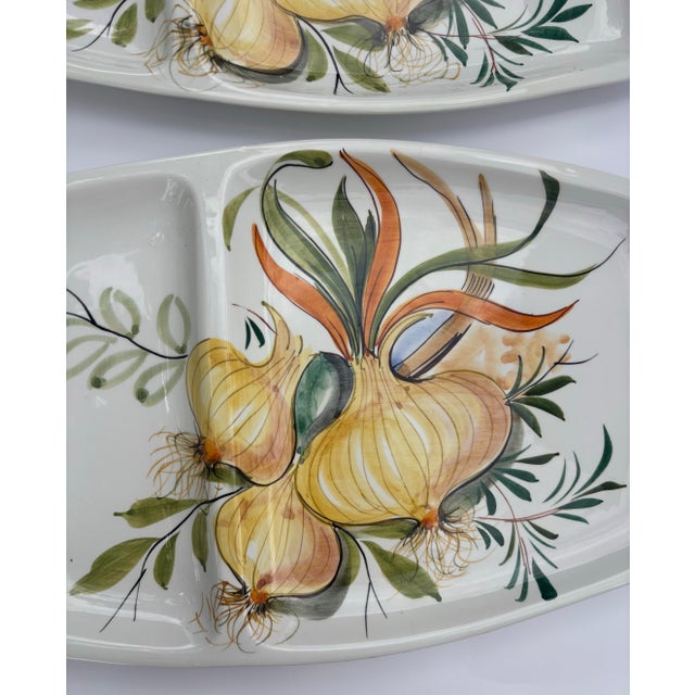 Vintage Mancioli Italian Hand-Painted Onion Divided Serving Platter Plates | Made in Italy, Set of 6 For Sale - Image 4 of 10