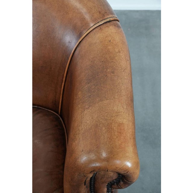 Brown Vintage Sheepskin Club Armchair For Sale - Image 8 of 15