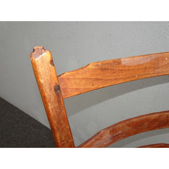 Textile Antique Rush Ladderback Chair French Farmhouse Chic For Sale - Image 7 of 12