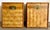 Set of two Asian bamboo and woven rattan storage trunks, often used as side tables, nightstands, or decorative floor...